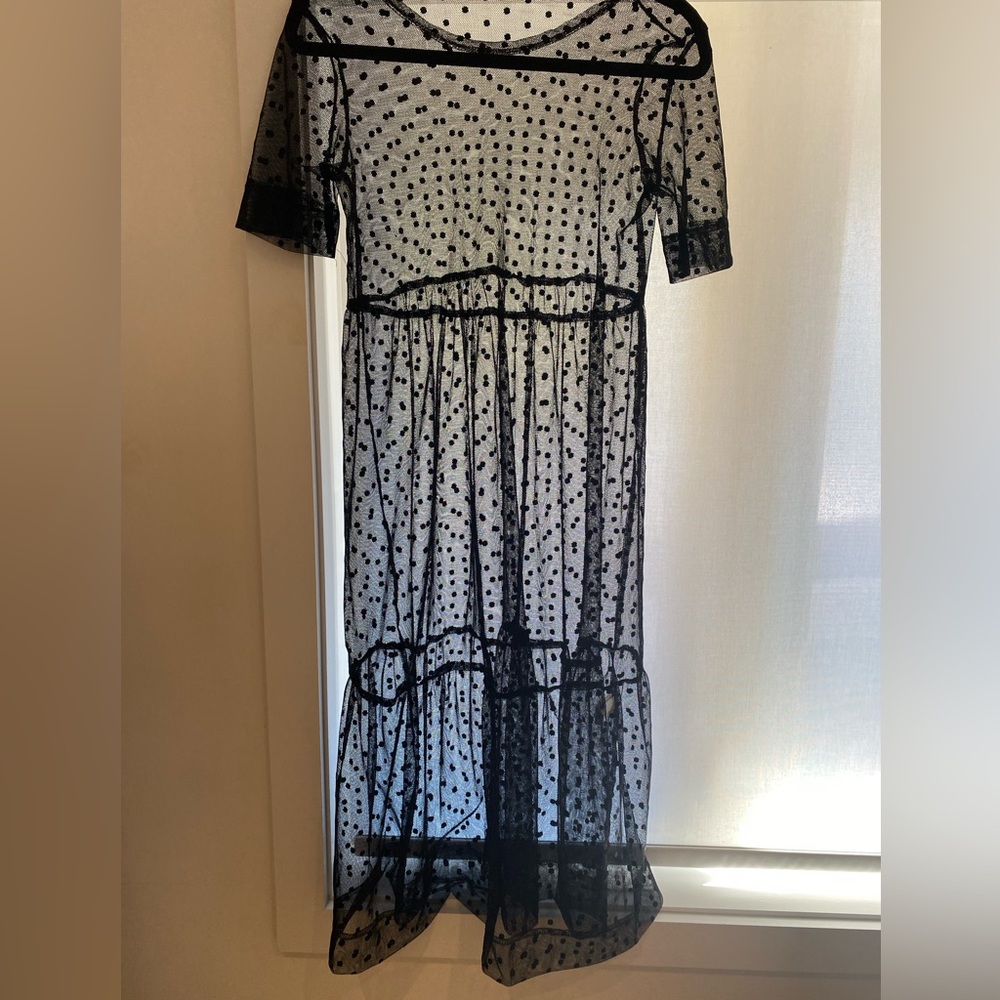 Sheer polka dot tiered dress